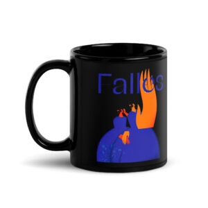 Taza negra brillante de cerámica “Falleras”